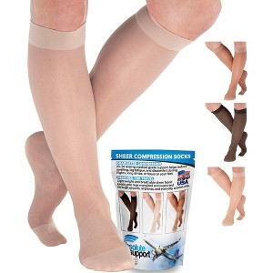 Absolute Support Women’s Sheer 20–30mmHg Graduated Compression Socks, Knee High – Travel, Varicose Veins & Swelling Relief, A205T - 1 of 4