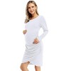 Coolmee Women's Long Sleeve Maternity Midi Dress Ruched Crewneck Criss Cross Hem Pregnancy Clothes - 3 of 4
