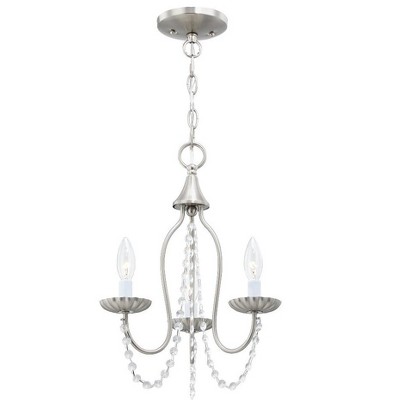 Alessia Brushed Nickel 3-Light Mini Chandelier with Crystal Accents