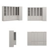 Hitow Modern Gray Armoire Set Frosted Glass Doors Woodgrain Finish Cream Style - 4 of 4
