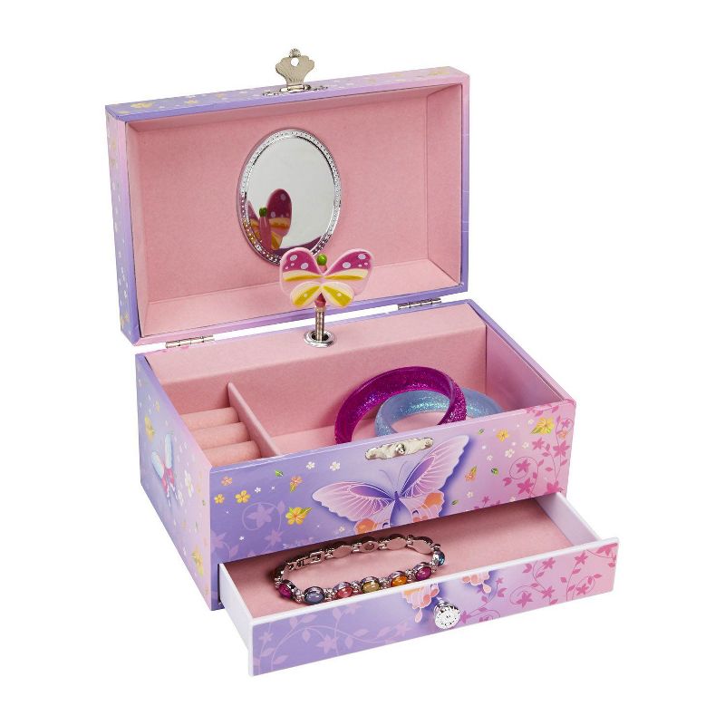 Jewelkeeper Musical Jewelry Box with 2 Pullout Drawers - Butterfly Flower Design, 1 of 3