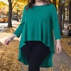 Women's Plus Size High Low Hem Crew Neck 3/4 Sleeve Flowy Casual Tunic Blouse - Agnes Orinda - 2 of 4