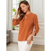 INSPIRE CHIC Women's Work Office Keyhole Pleated Front Ruched 3/4 Sleeve Chiffon Blouse - 4 of 4