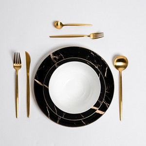 Ozarke Libra Black Marble Plate Set - Multicolor - 1 of 4