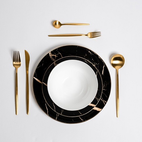 Ozarke Libra Black Marble Plate Set - Multicolor : Target