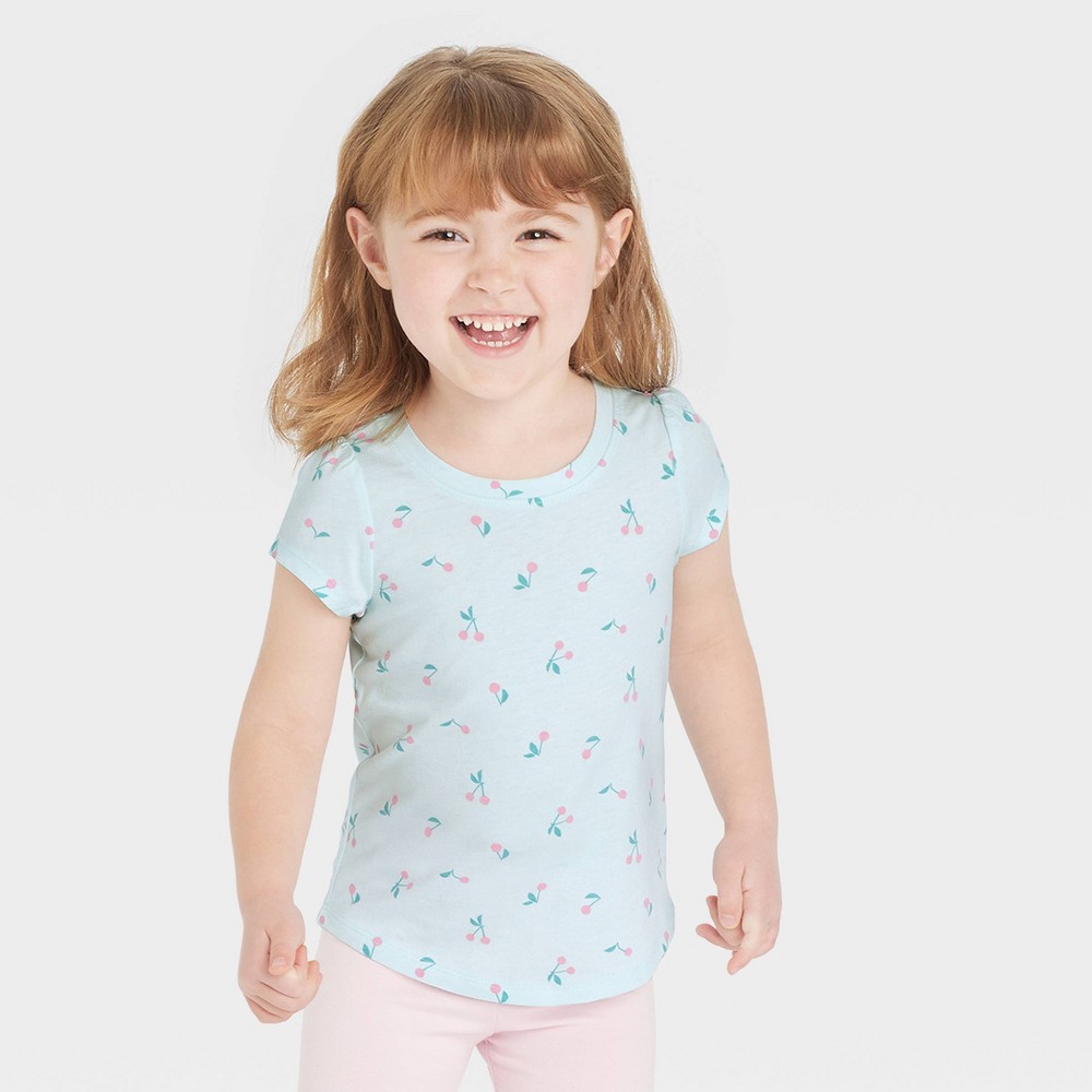 Size 18M Toddler Girls' Cherries Short Sleeve T-Shirt - Cat & Jack Blue 18M