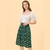 Allegra K Women's Printed Belted Elastic High Waist Vintage A-Line Midi Skirt - 3 of 4