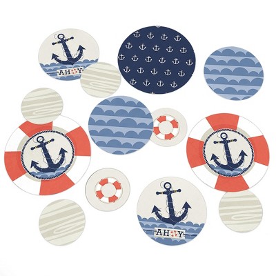 Big Dot of Happiness Ahoy - Nautical - Baby Shower or Birthday Party Giant Circle Confetti - Party Decorations - Large Confetti 27 Count