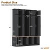 Entryway Hall Tree with Bench and Storage Cabinets, Hidden Hooks, Farmhouse Style Shoe Organizer with Compartments-The Pop Home - 3 of 4