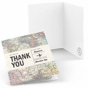 Big Dot of Happiness World Awaits - Travel Themed Party Thank You Cards (8 count) - 1 of 4