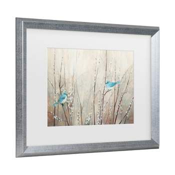 Trademark Fine Art -Julia Purinton 'Pretty Blue Birds' Matted Framed Art