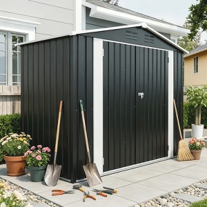 GDFStudio Angelia 8x4FT Outdoor Metal Shed with 2 Lockable Doors