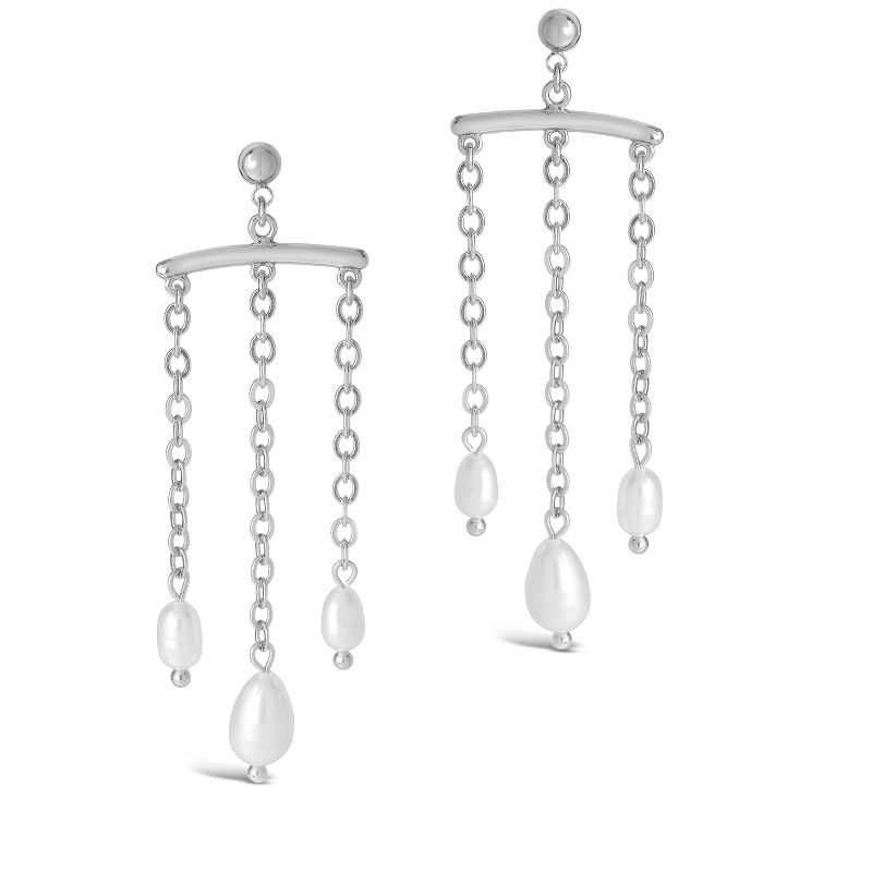 SHINE by Sterling Forever Chains & Pearls Chandelier Drop Earrings - Silver, 1 of 3