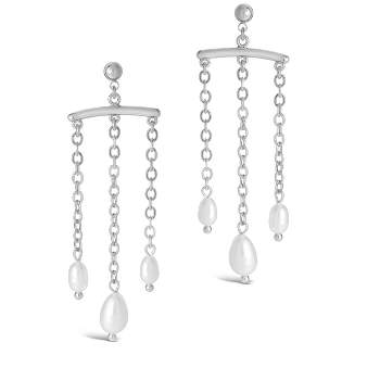 SHINE by Sterling Forever Chains & Pearls Chandelier Drop Earrings - Silver