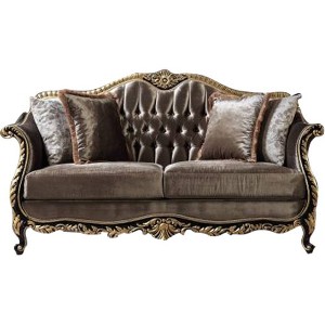 75" Betria Sofa Light Green Velvet, Gold and Black High Gloss Finish - Acme Furniture - 1 of 4