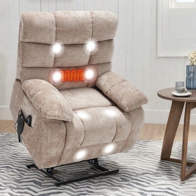 FONTOI Large Size Accent Chair with Side Pockets, Recliner Chair with Comfortable Pillow Back&Armrests, Beige, 37"*42.51"*40.55"