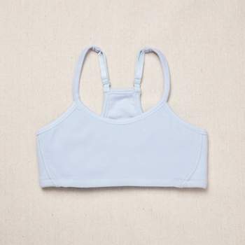 Yellowberry Girls' Cotton Racerback Bra with Full Coverage and High-Quality Comfort, Pale Blue Sky-X Small