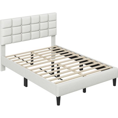 Yaheetech Upholstered Platform Bed Frame with Square Tufted Headboard