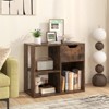 Tangkula 3-Cubby Bookcase with Drawer Modern Simple Bookshelf Display Rack with 2-Tier Open Shelves Multifunctional Storage Cabinet Side Table Brown - 2 of 4