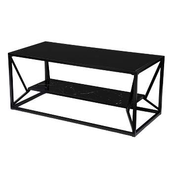 Finsfil Glass-Top Cocktail with Storage Black - Aiden Lane