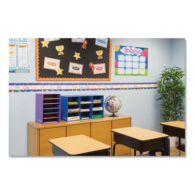 Blue Multi-Layered 9-Compartment Classroom Literature Sorter