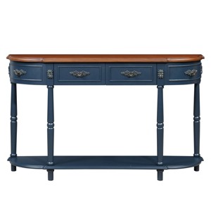 Farmhouse Half-Moon Entryway Console Table with Storage, Narrow Hallway Console with Drawers and Shelf for Living Room - Panipeachy - 1 of 4