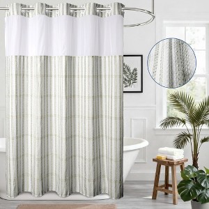No Hook Plaid Waffle Shower Curtain with Snap-in Liner - 1 of 4