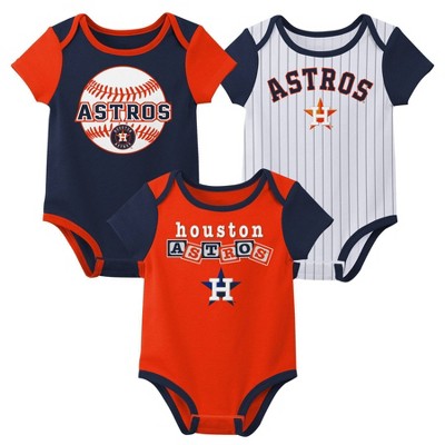 MLB Houston Astros Baby Boys' Pinstripe 3pk Bodysuit