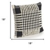 HomeRoots Set of Two Black and Ivory Plaid Cotton Throw Pillow With Fringe - 3 of 4