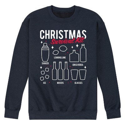 Men's - Instant Message - Christmas Survival Kit Drink Mixes Graphic Fleece Sweatshirt