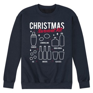 Men's - Instant Message - Christmas Survival Kit Drink Mixes Graphic Fleece Sweatshirt - 1 of 4