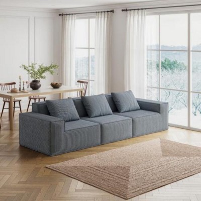 118" Modular Convertible Sofa Bed,Oversized 3-Seater Sofa Set, Free Configuration Sectional Couch for Living Room or Guest Space-Maison Boucle