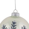 Northlight Set of 2 Shiny Pearl White Glittered Snowflake Glass Christmas Ball Ornaments 4" - image 4 of 4