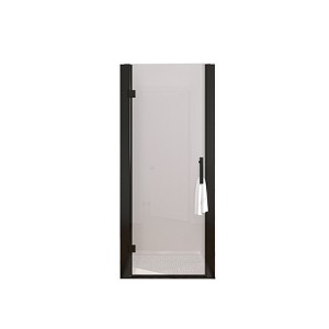 ONWITH 34 in. to 36 in. W x 72 in. H Pivot Hinged Swing Frameless Shower Door in Black - 1 of 4