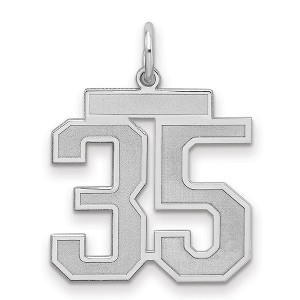 Black Bow Jewelry Sterling Silver, Jersey Collection, Medium Number 35 Pendant - 1 of 4