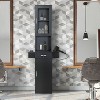 Infurnic Utility Storage Cabinets Elegant Barber Station with Sturdy Wood Equipment Suitable for Hair Salons, Black, 23.22"*15.75"*66.93" - 2 of 4