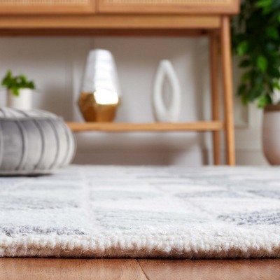 Gray Handmade Tufted Square Wool and Viscose Area Rug, 6' x 6'
