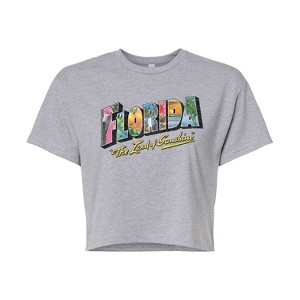 Women's - Instant Message - Florida Postcard Cropped Graphic T-Shirt - 1 of 4