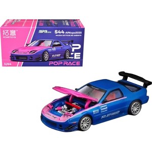 Mazda RX7 (FC3S) RE Amemiya RHD Blue Metallic with Pink Hood "APA XPO 2025 Exclusive" 1/64 Diecast Model Car by Pop Race - 1 of 4