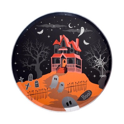 Daydream Society - Trick or Treat Street Halloween Haunted Scene Large Plates - Pack of 8 Paper Plates
