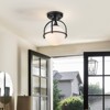 LLHZSY Modern Glass Globe Semi Flush Mount Ceiling Light Fixture for Hallway Home - 1-Light Milky White Glass Globe Shade -8 7/10", 13"- Black/Gold - 2 of 4