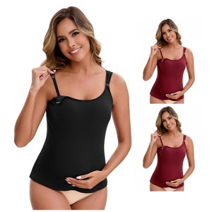 INSPIRE CHIC Women's 3 Packs Maternity Thermal Tank Tops with Built-In Bra with Adjustable Straps - 1 of 4