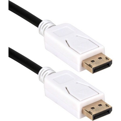 QVS 6ft DisplayPort UltraHD 4K Black Cable with White Connectors & Latches
