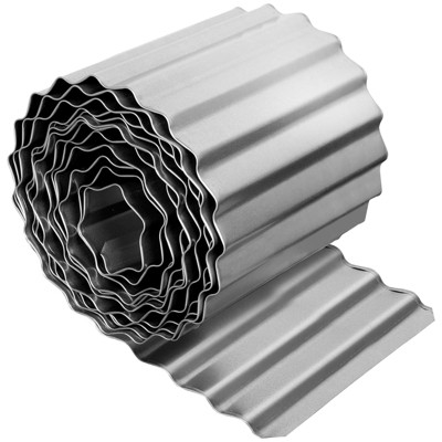 6x40 Ft Corrugated Metal Garden Edging - Black Landscape Border For Flower Beds & Lawns