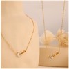 Clotth Minimalist Violin-Shaped Shell and Diamond Set Pendant Necklace,Titanium Steel Choker for Women,Gold necklace-17.12 2.36inch - 4 of 4