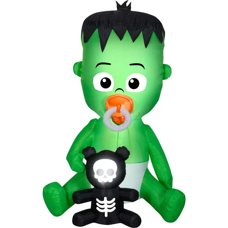 Gemmy Animated Airblown Inflatable Nom Nom Baby w/Pacifier, 5.5 ft Tall, Green, 1 of 4