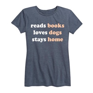 Women's - Instant Message - Books Dogs Home Short Sleeve Graphic T-Shirt - 1 of 4