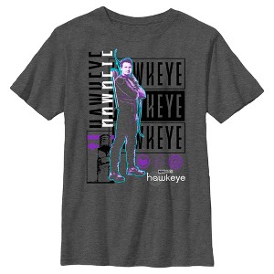 Boy's Marvel Hawkeye Bright Neon Portrait T-Shirt - 1 of 4