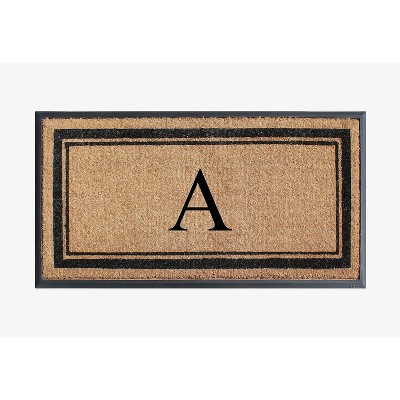 A1HC Natural Rubber Coir Outdoor Doormat 24x48 Monogrammed Anti-Shed Treated Durable Front Door Mat