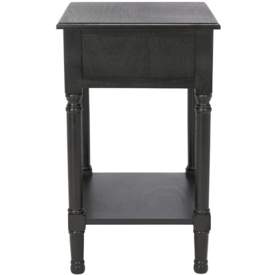 Whitney Black Wood Rectangular Accent Table with Storage